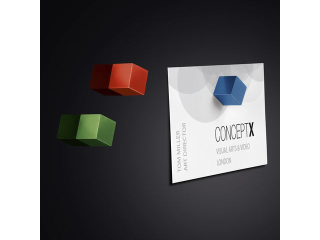 Magneten Sigel voor glasbord set 3kleuren C5 sterk 11x11x11mm blauw, rood en groen