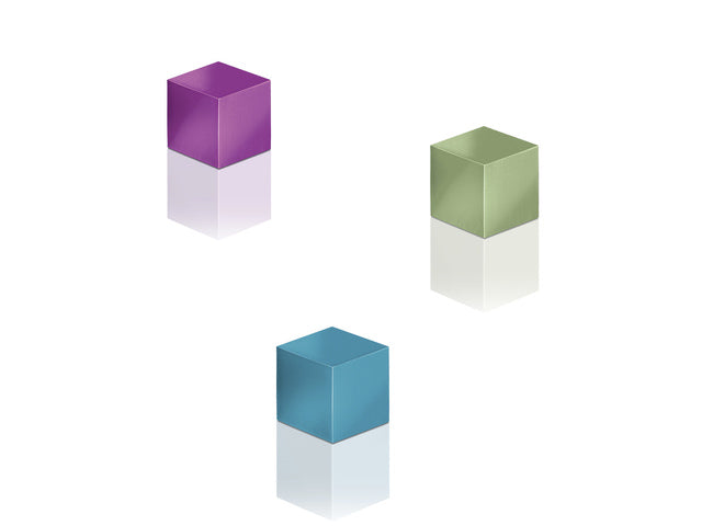 Magneten Sigel voor glasbord set 3kleuren C5 sterk 11x11x11mm turquoise, roze en lichtgroen