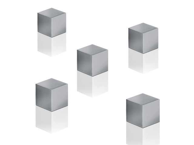 Magneten Sigel voor glasbord set 5stuks zilverkleurig C5 sterk 11x11x11mm