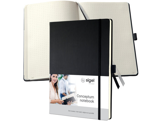 Notitieboek Conceptum A4 zwart hardcover puntgelijnd