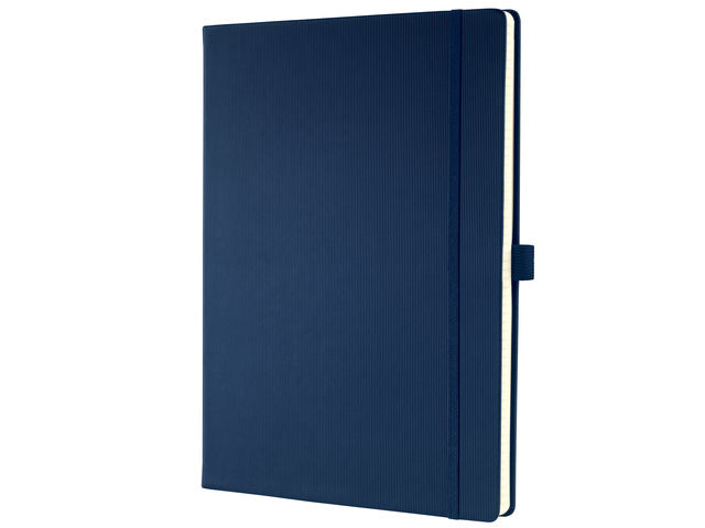 Notitieboek Conceptum Pure A4 nachtblauw gelinieerd hardcover, genummerde pagina's, inhoudsopgave, sluiting dmv elastiek, lus voor pen, 194 pagina's 80 grams chamoiskleurig papier. PEFC-gecertificeerd 213x295x20 mm
