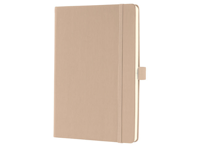 Notitieboek Conceptum A5 Beige 5mm ruit hardcover. Nummerde pagina's, inhoudsopgave, sluiting dmv elastiek, lus voor pen, 2 leeslintjes. 194 pagina's 80 grams chamoiskleurig papier. PEFC-gecertificeerd