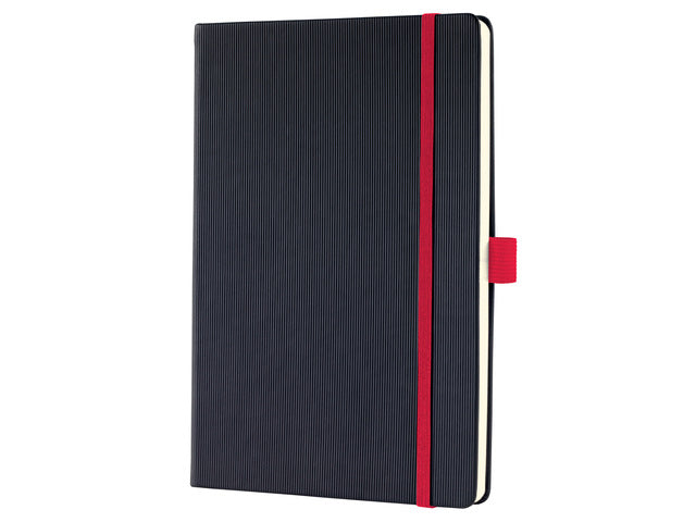 Notitieboek Conceptum RED Edition A5 zwart 5mm ruit hardcover. Nummerde pagina's, inhoudsopgave, sluiting dmv elastiek, lus voor pen, 2 leeslintjes. 194 pagina's 80 grams chamoiskleurig papier. PEFC-gecertificeerd