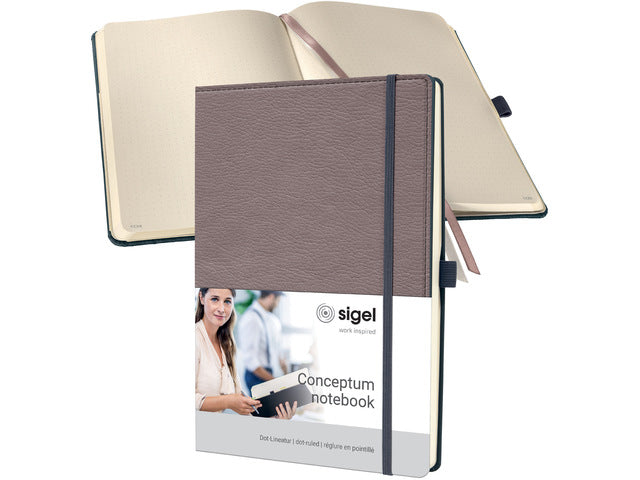 Notitieboek Conceptum A4 taupe punt-uitgelijnd 194pag 80gr HC