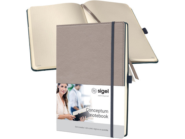 Notitieboek Conceptum A4 beige puntgelijnd 194pag 80gr HC