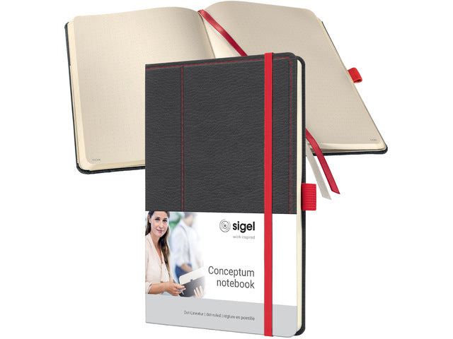 Notitieboek Conceptum A5 grijs-rood punt-uitgelijnd 194pag 80gr HC