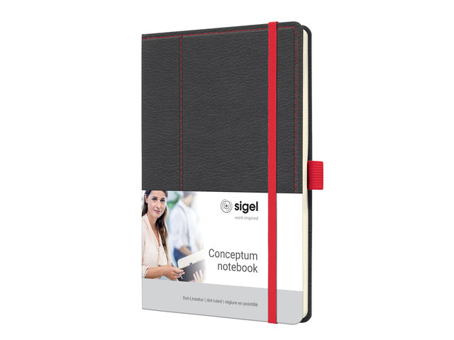 Notitieboek Conceptum A5 grijs-rood punt-uitgelijnd 194pag 80gr HC