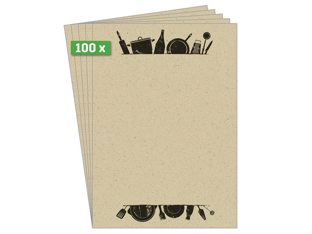 Papier mit Motiv Sigel, Küchenutensilien, zwei Motive, Graspapier, FSC Mix Credit (Tinte/Laser/Kopie), 100 g, A4, 100 Vel