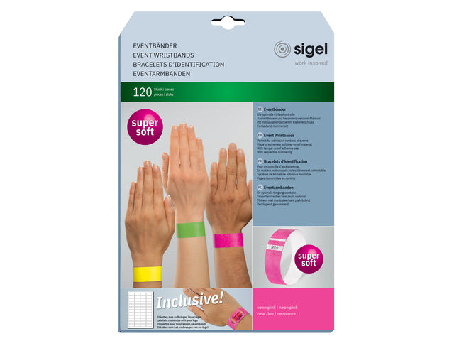 Sigel-Abendband, superweich, 255 x 25 mm, 120 Stück, neonrosa