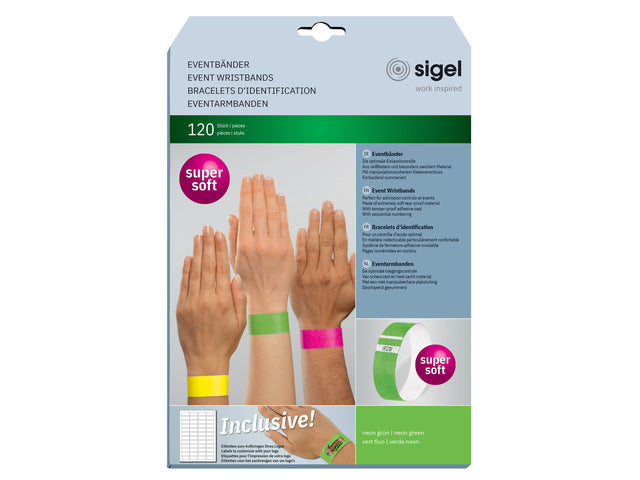 Sigel-Abendband, superweich, 255 x 25 mm, 120 Stück, neongrün