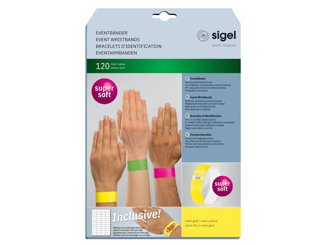 Sigel-Abendband, superweich, 255 x 25 mm, 120 Stück, Neongelb