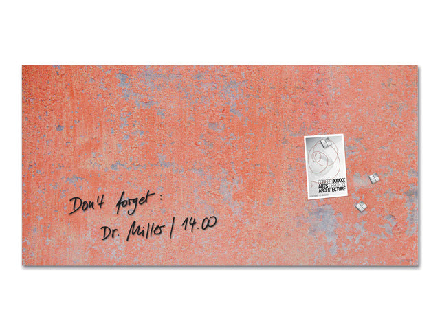 Glas-magneetbord Sigel Artverum Rood Wandmat. 910x460x15 mm.
