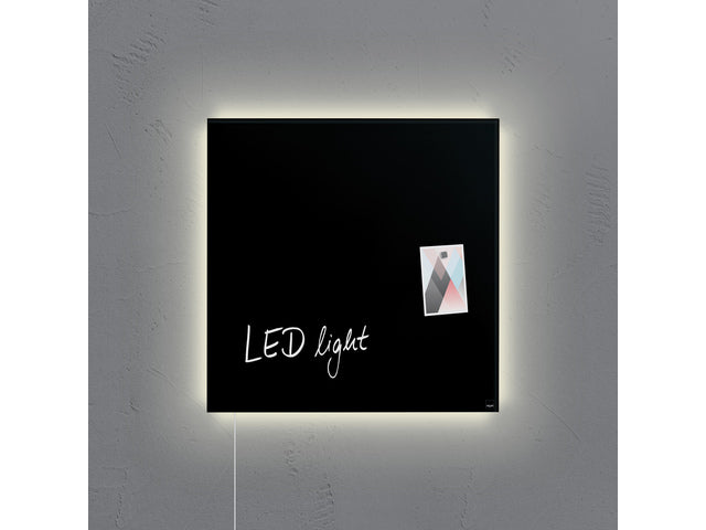 Glasmagneetbord Sigel Artverum LED 480x480x15 zwart