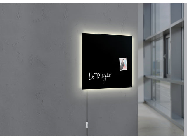 Glasmagneetbord Sigel Artverum LED 480x480x15 zwart