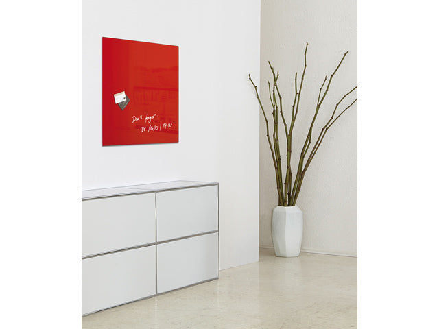 Glasmagneetbord Sigel Artverum LED licht 480x480x15 rood
