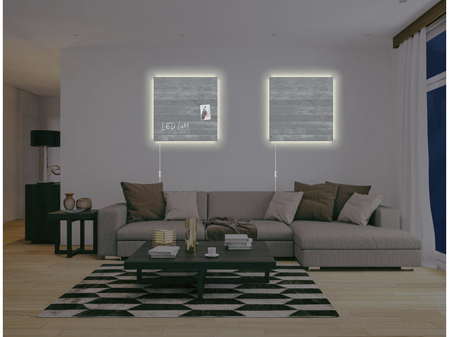 Glasmagneetbord Sigel Artverum LED licht 480x480x15 betondesign
