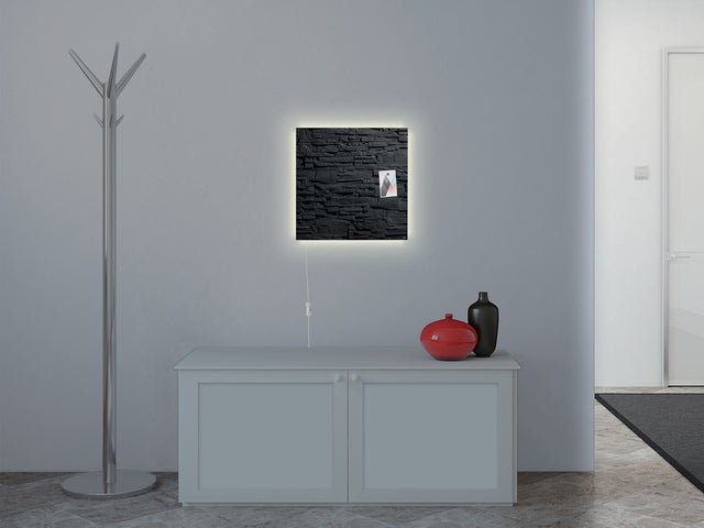 Glasmagneetbord Sigel Artverum LED licht 480x480x15 leisteen