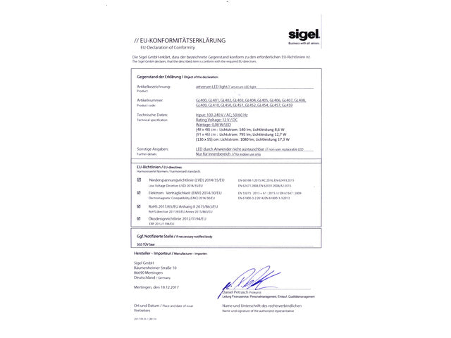 Glasmagneetbord Sigel Artverum LED licht 480x480x15 leisteen