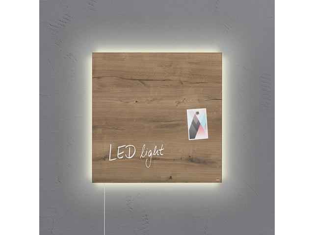 Glasmagneetbord Sigel Artverum LED 480x480x15 Natuurlijk hout
