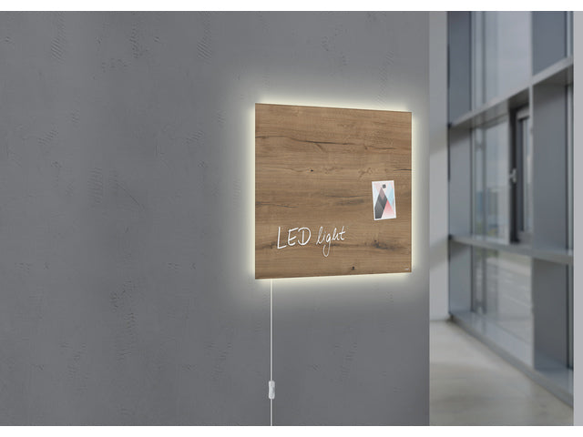 Glasmagneetbord Sigel Artverum LED 480x480x15 Natuurlijk hout