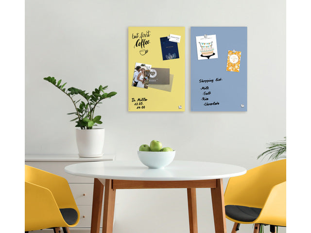 Glas-magneetbord Sigel Artverum mat pastelgeel. 600x400x15mm