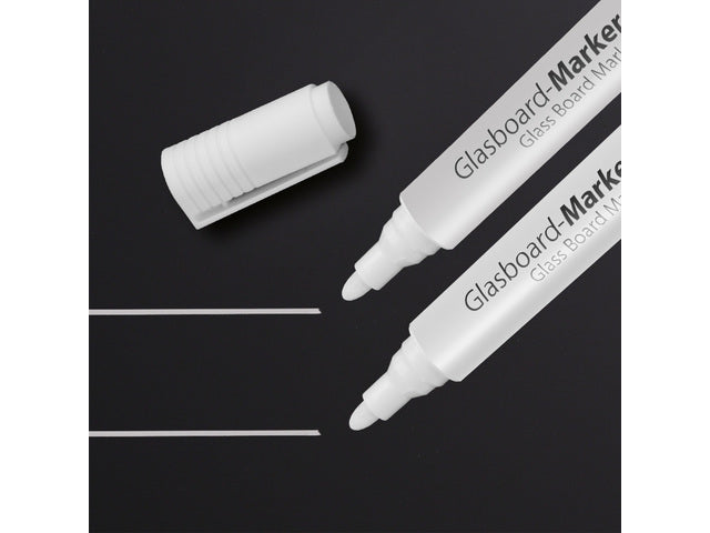 Glasboardmarker Sigel 2-3mm rund, 2 Stück im Etui weiß