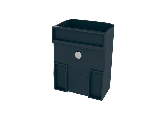 Stiftenkoker S, antraciet, inclusief magnetische clip voor bevestiging aan het glas-magneetbord, kunststof, 75x94x51 mm, 1 st
