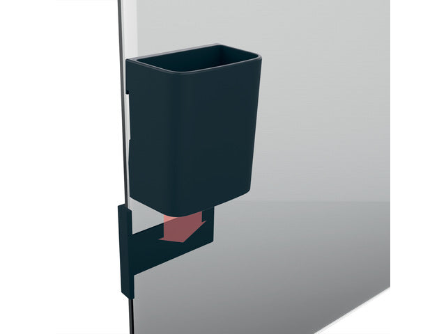 Stiftenkoker S, antraciet, inclusief magnetische clip voor bevestiging aan het glas-magneetbord, kunststof, 75x94x51 mm, 1 st