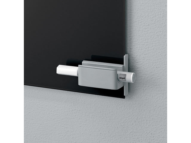 Stiftenhouder, lichtgrijs, inclusief magnetische clip voor bevestiging aan het glas-magneetbord, kunststof, 75x37x35 mm, 1 st