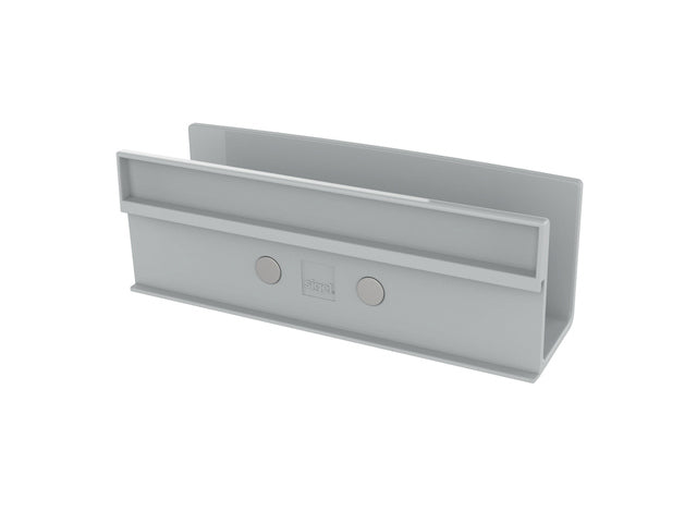 Opbergvak, lichtgrijs, inclusief magnetische clip voor bevestiging aan het glas-magneetbord, kunststof, 160x54x43 mm, 1 st