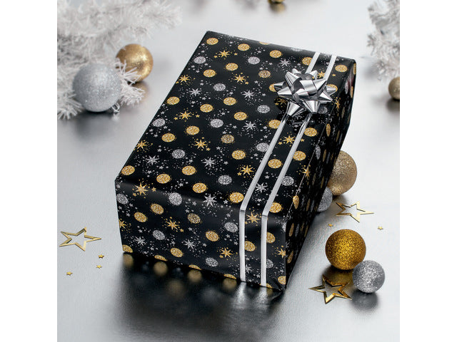 Kerstcadeaupapier Sigel, Stardust, met zilver- en gouddruk, blij papier, 80g,