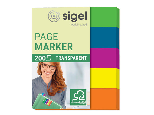 Indexeringsstrookjes Sigel Film maat strookjes 12x50mm. 5-kleurig 200 vel
