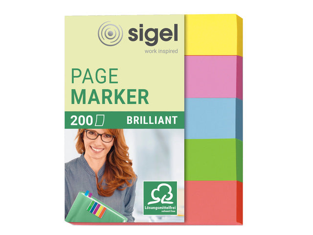 Indexeringsstrookjes Sigel mini briljant 5-kleurig assorti maat strookjes 12x50mm