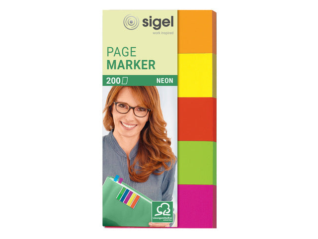 Indexeringsstrookjes Sigel maat strookjes 20x50mm neon 5 kleuren assorti