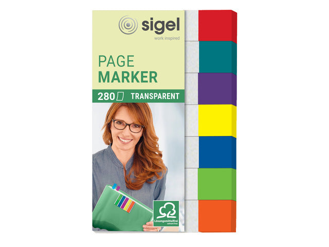 Indexeringsstrookjes Sigel maat strookjes 12x50mm transparant 7-kleuren