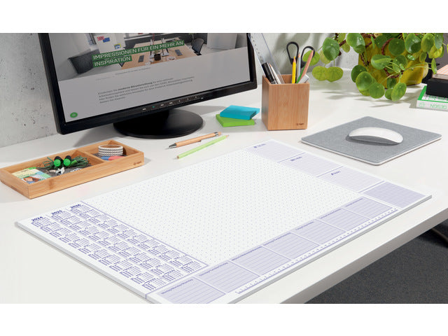 Bureauonderlegger Sigel LiLac 59,5x41cm, 80 grams papier, 30 vel, 3-jaars kalender. Kalender 2023/24/25.