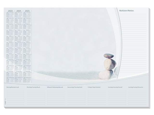 Bureauonderlegger Sigel Harmonie 59,5x41cm, 80 grams papier, 30 vel, Kalender 2023/24/25.