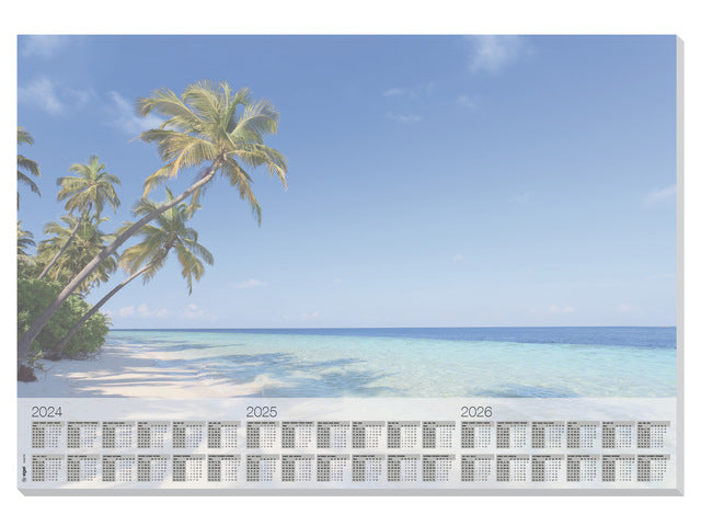 Bureauonderlegger SigelBeach, 59,5x41cm, 80 grams papier, 30 vel, 3-jaars kalender..23/24/25