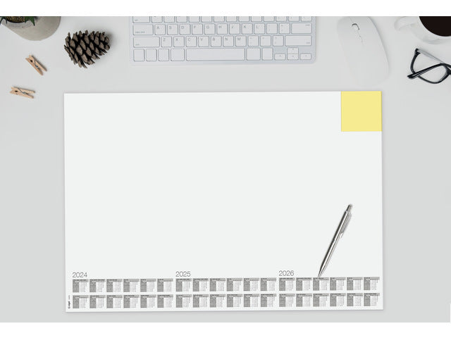 Bureauonderlegger Sigel Memo wit, 59,5x41cm, 80 grams papier, 30 vel, 3-jaars kalender.