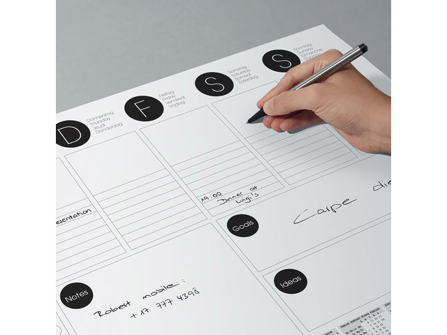 Bureauonderlegger Sigel Weekly, 42x29,7cm, 80 grams papier, 30 vel, 2-jaars kalender. 2023/2024.