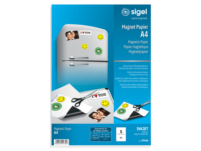 Magnetpapier Sigel A4 mit 5 Vel für InkJet