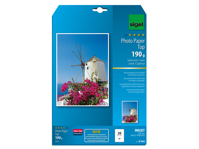 Inkjetpapier Sigel A4 190g Fotopapier mit 20 Blatt