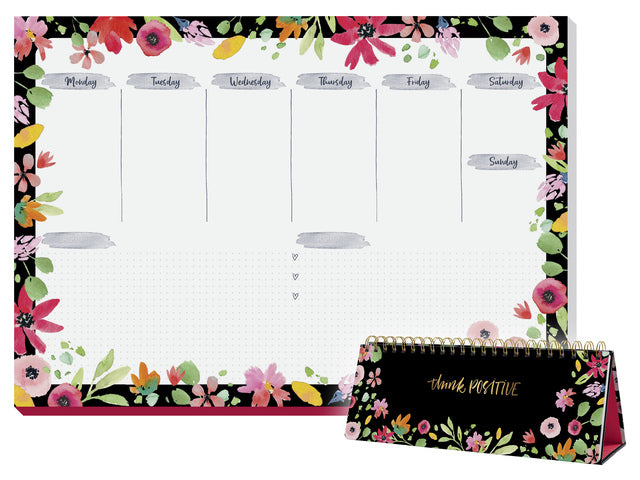Weekplanner Inspire A4 liggend met GRATIS bureauonderlegger Flower Love (JS200)
