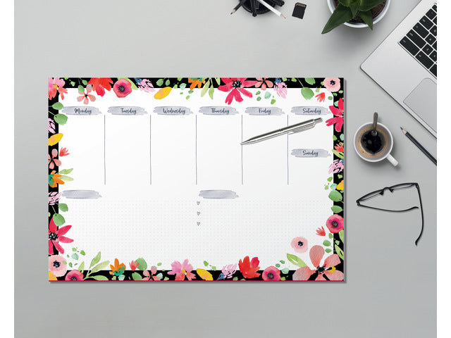Weekplanner Inspire A4 liggend met GRATIS bureauonderlegger Flower Love (JS200)