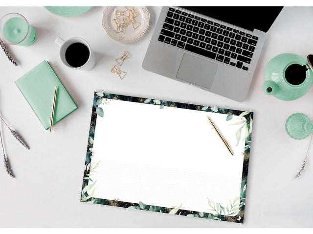 Weekplanner Beauty A4 liggend GRATIS bureauonderlegger Glamorous Leaves (JS103)