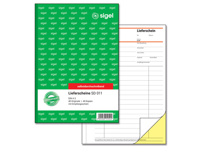 Leveringsbonnen met doorslag, 1e + 2e vel bedoeld, A5, zelfkopiërend, 2 x 40 vel