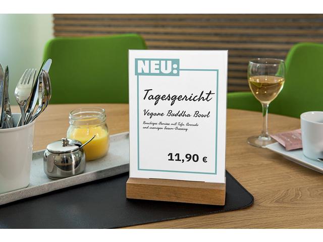 Tafelstandaard Sigel A5 eiken voet glashelder acryl 1,5mm