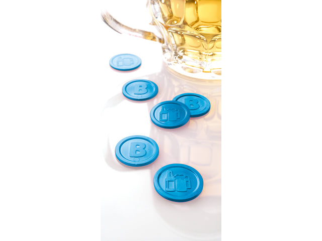 Waardemunten Sigel kunststof 100 stuks 25mm bier blauw