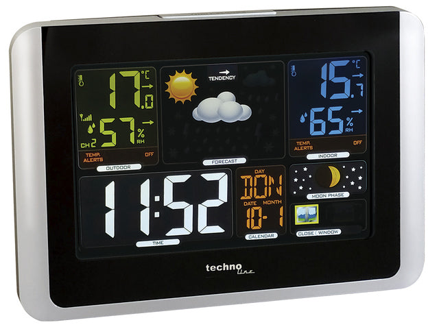 Wetterstation Technoline WS 6442 175x123x25mm schwarz/silber mit 1 Bausensor 30m