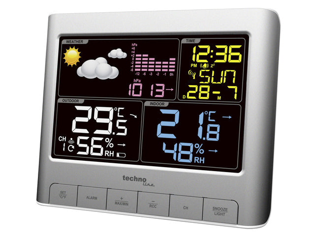 Wetterstation Technoline WS 6449 159x130x43mm Silber mit 1 Bausensor 30m